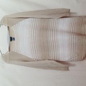 New Direction lightweight sweater size large tan and white